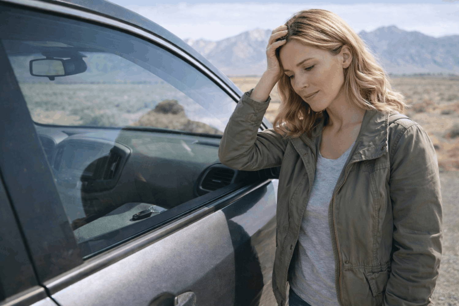 Customer locked her keys inside of locked car